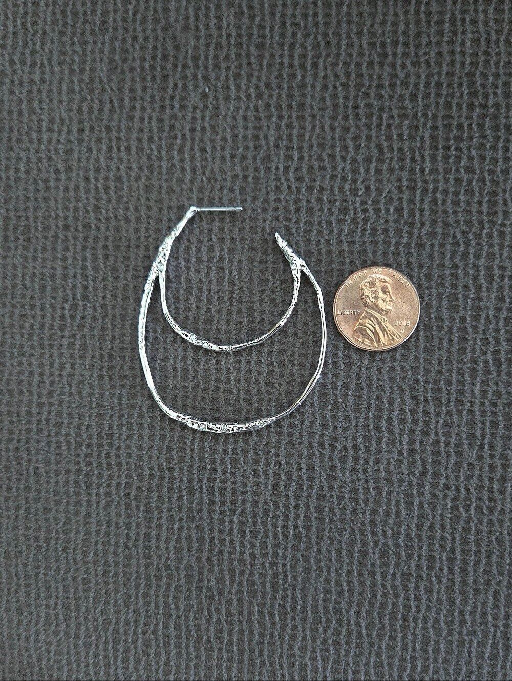 Alexis Bittar Silver🤍 "Solanales" Molten Double✌️ Hoop Earrings - Picture 7 of 16